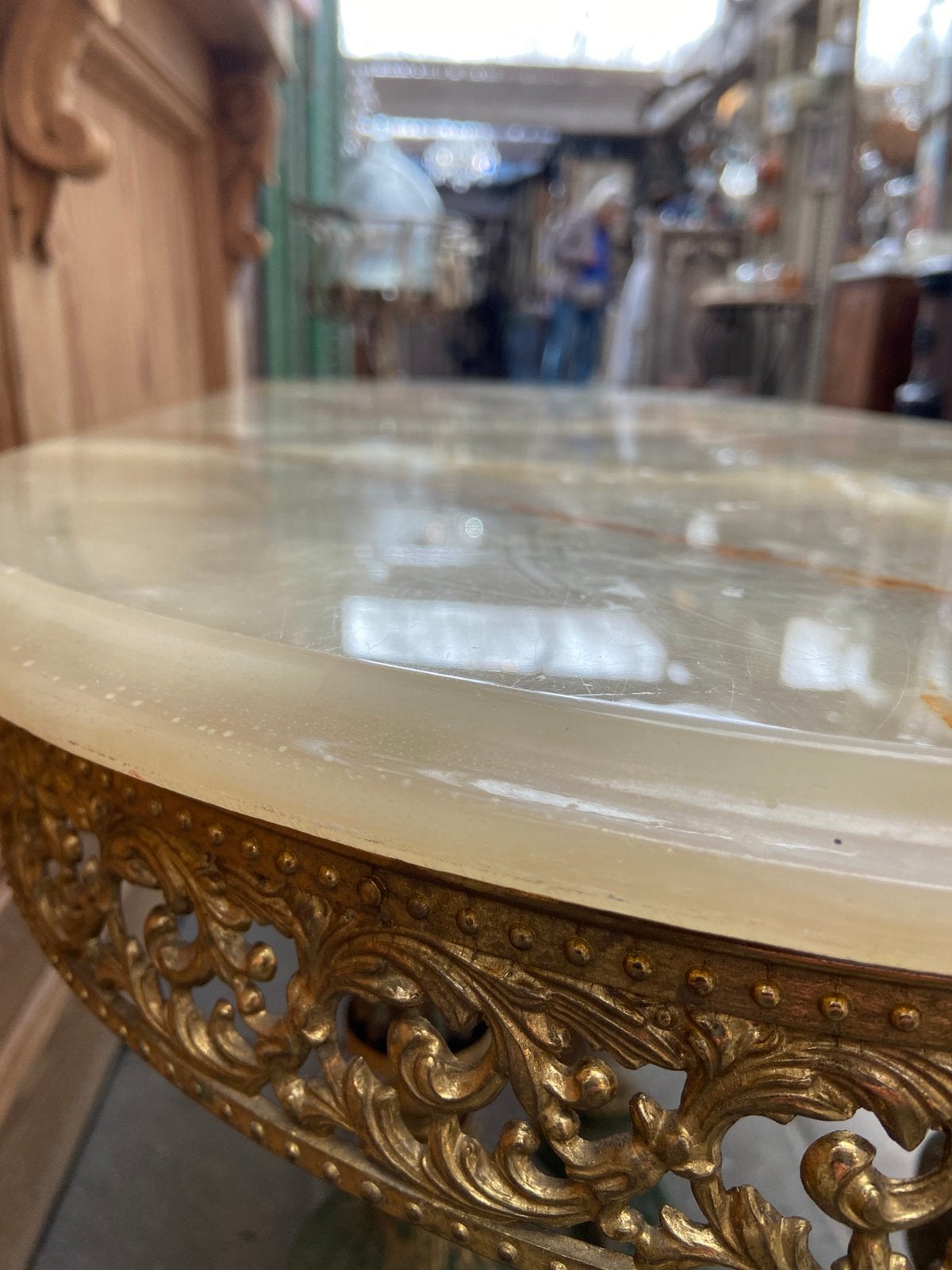 Charmante salontafel tafel met onyx tafelblad, Antiek en Kunst, Ophalen