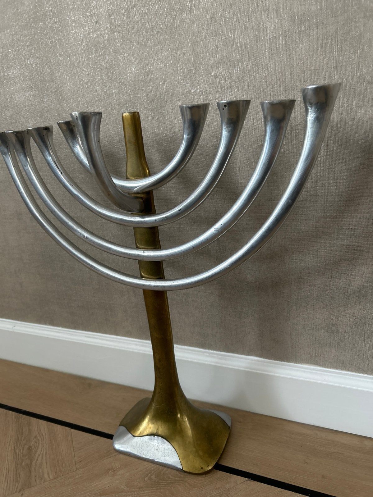 Vintage David Marshall Menorah - Messing en Aluminium, Ophalen, Koper of Brons