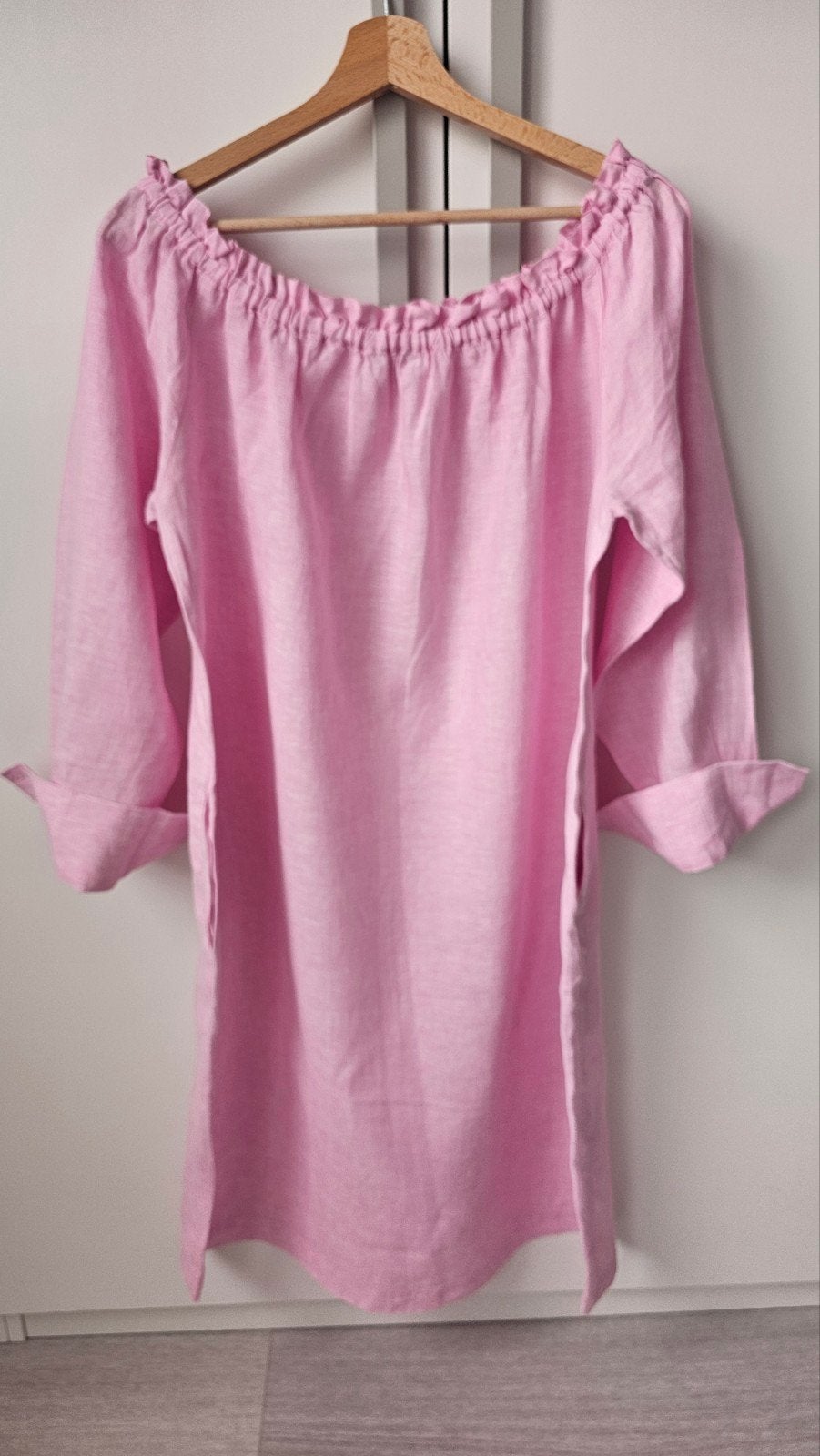 Italy 0039 roze linnen jurkje maat XL, Kleding | Dames, Jurken, Verzenden, Maat 46/48 (XL) of groter, Zo goed als nieuw, Roze