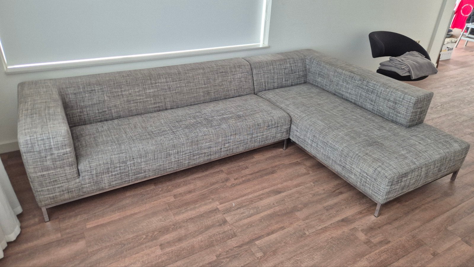 Grote grijze hoekbank - gratis af te halen, Huis en Inrichting, Banken | Bankstellen, Ophalen, Gebruikt, Hoekbank, 300 cm of meer