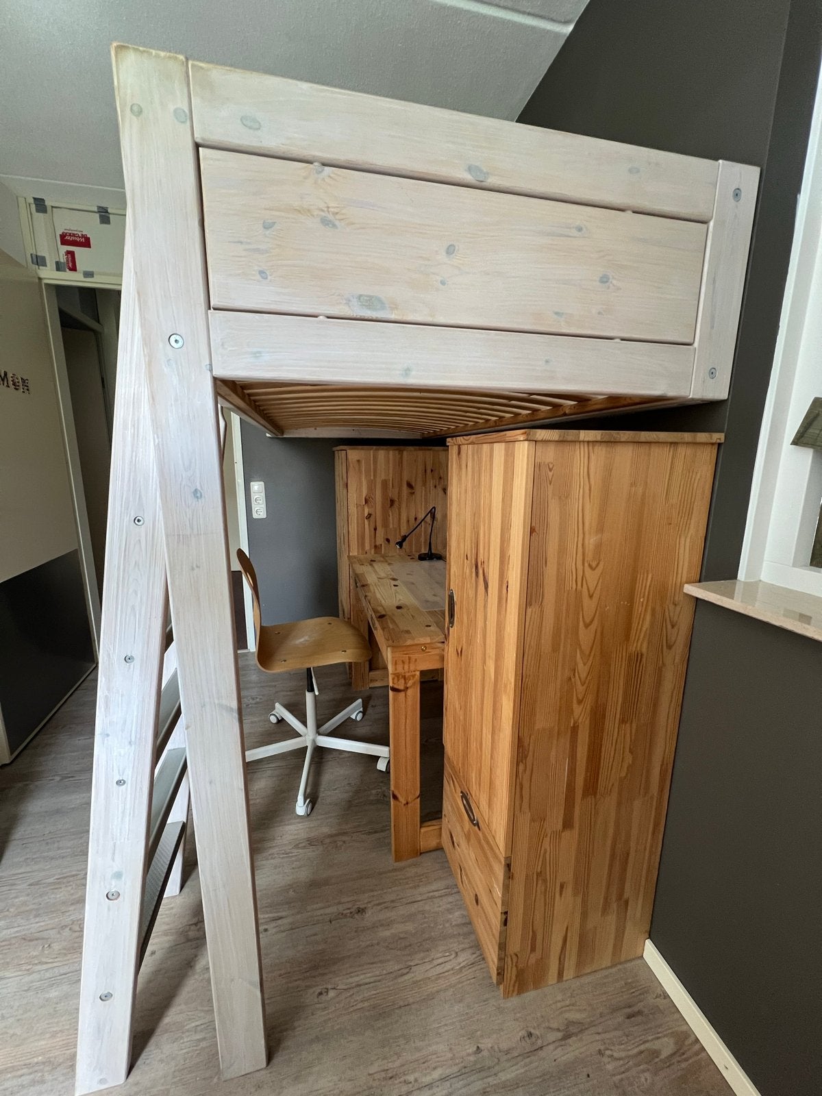 Life Time Hoogslaper met bureau en kast, Ophalen, Gebruikt, Eenpersoons, 160 tot 180 cm