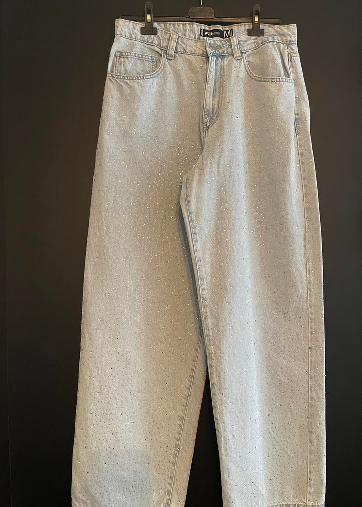gewilde glitter jeans maat M  van FB sisters, Ophalen of Verzenden, Zo goed als nieuw, Zwart, Lang