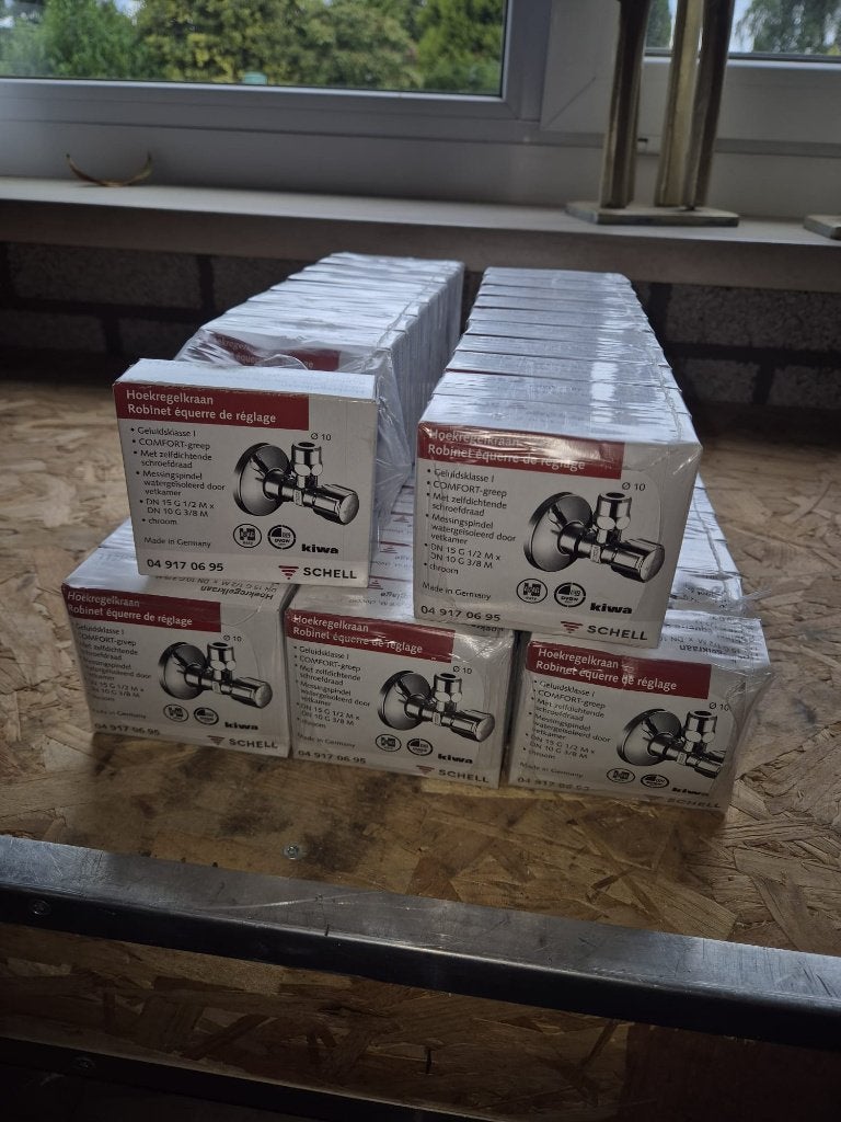 Nieuwe SCHELL hoekregelkraan 1/2" x 3/8" chroom – in doos, Verzenden, Nieuw, Chroom, Douche
