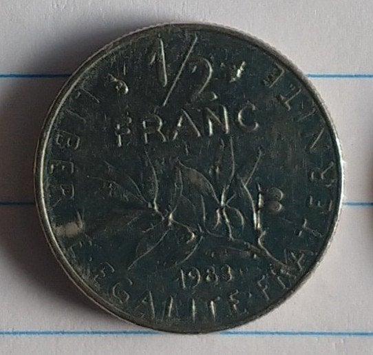 franse munt 1/2 franc 1983,  volgnr 92.1, Ophalen of Verzenden, Frankrijk, Losse munt