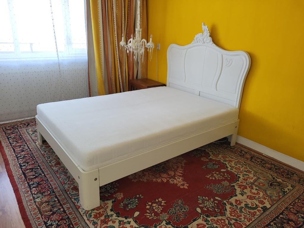 Bedboard hoofdbord hoofdeind bed brocante antiek vintage wit, Ophalen