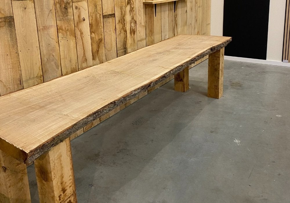Eiken tafel | Tafelblad | Boomstamblad voor € 295.00 /stuk !, Ophalen, Eikenhout, 50 tot 100 cm, Rechthoekig