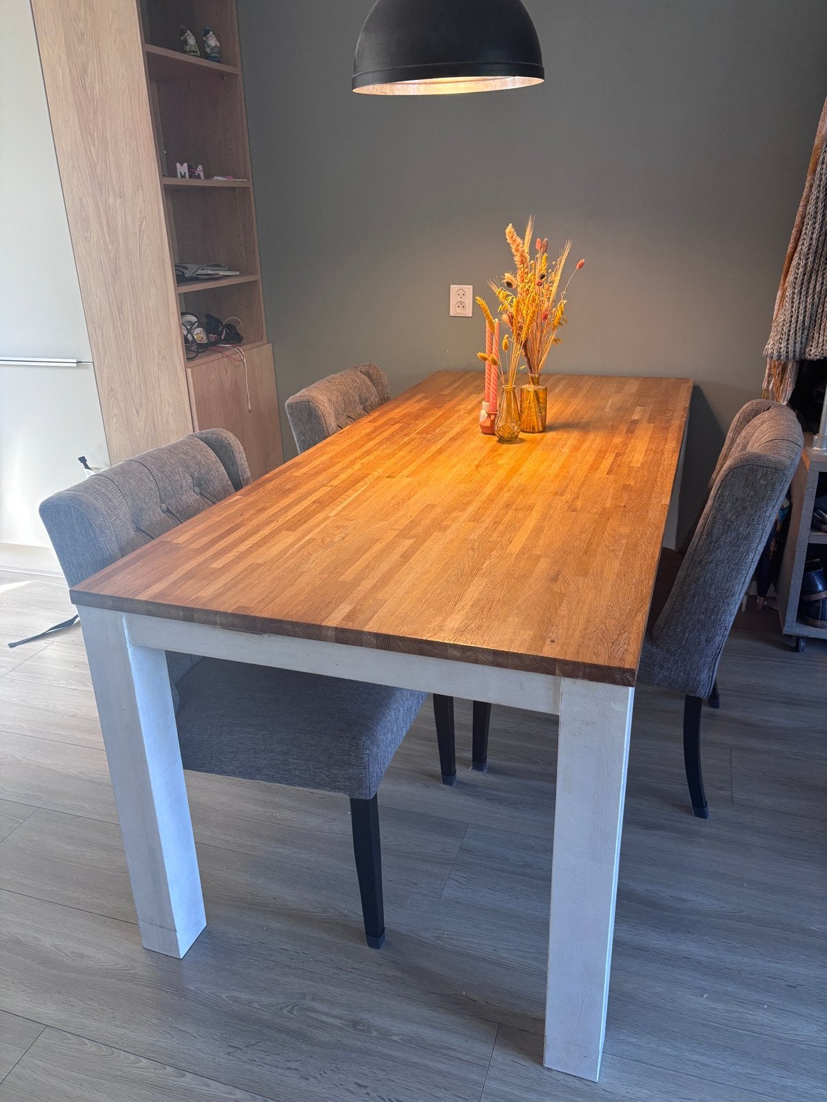 Massief houten eettafel - Robuust en stijlvol, Ophalen, Gebruikt, 50 tot 100 cm, Vijf personen of meer