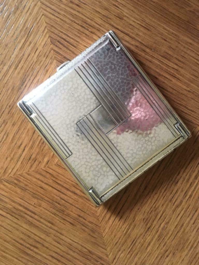 Kraft Alpaca Art Deco Verzilverde Sigarettenkoker, Zilver, Gemerkt, Ophalen of Verzenden, Metaal