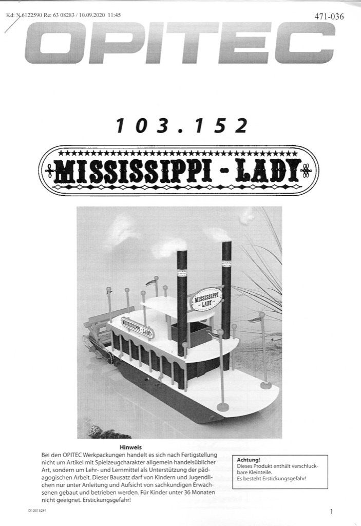 Opitec Mississipi Lady 103-152, Voertuigen, Nieuw, Meerkleurig, Knutselwerk