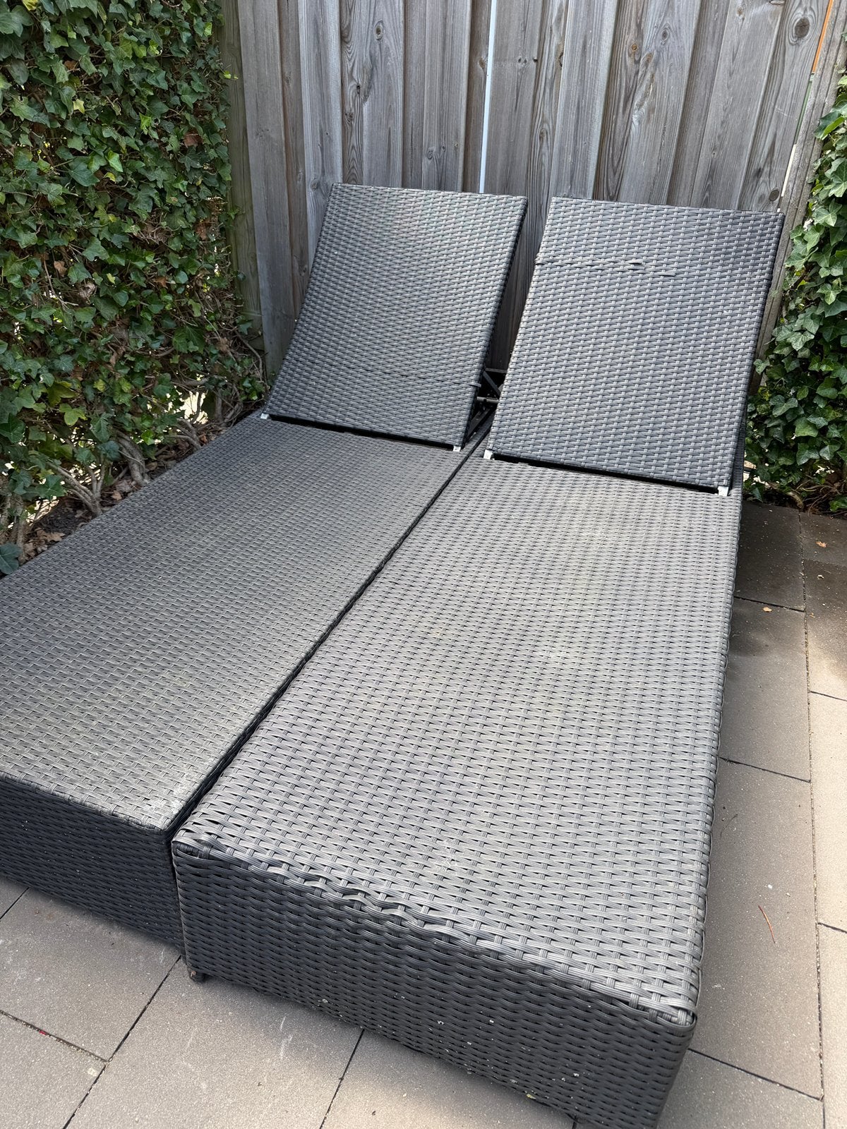 Ligbedden zwart wicker, Tuin en Terras, Ligbedden, Ophalen, Gebruikt, Wicker