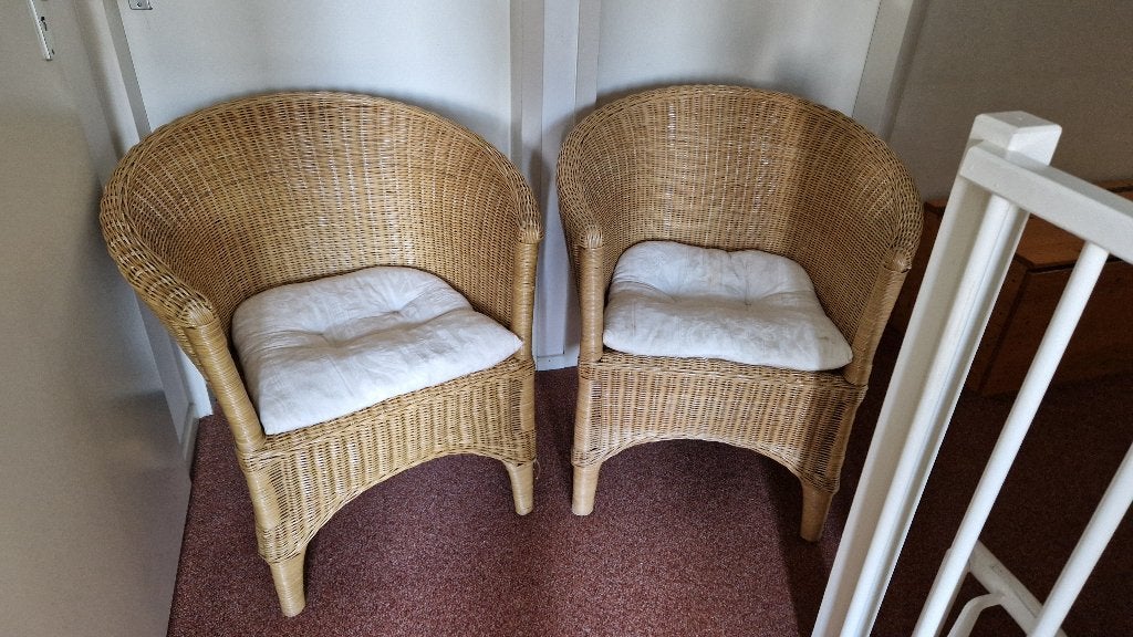 2 rieten stoelen, Tuin en Terras, Tuinsets en Loungesets, Gebruikt, Rotan, Loungeset, Stoel