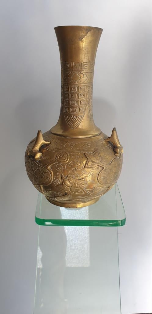 Chinese messing tempelvaas., Ophalen of Verzenden