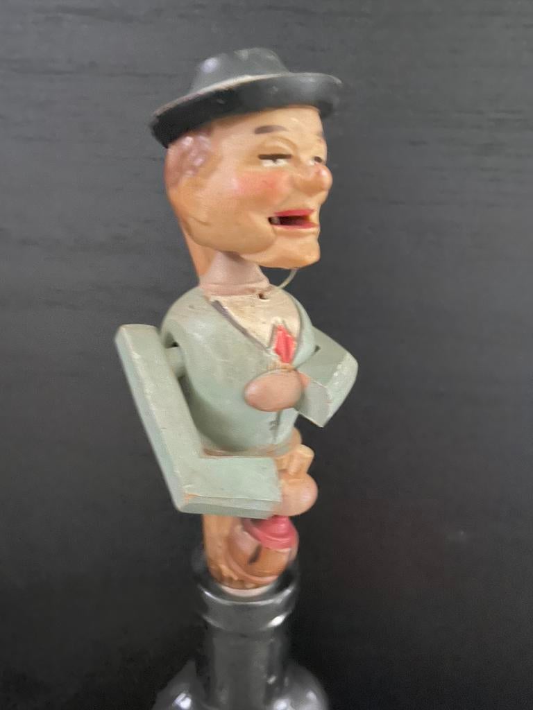 Flessenstop met mechanisch hoofd/ figuur, Verzamelen, Ophalen of Verzenden, Gebruikt