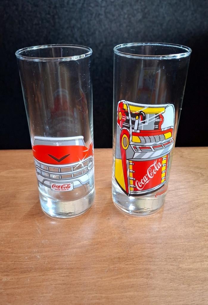 Retro coca cola glazen uit 1991 (set van 2), Ophalen of Verzenden, Frisdrankglas
