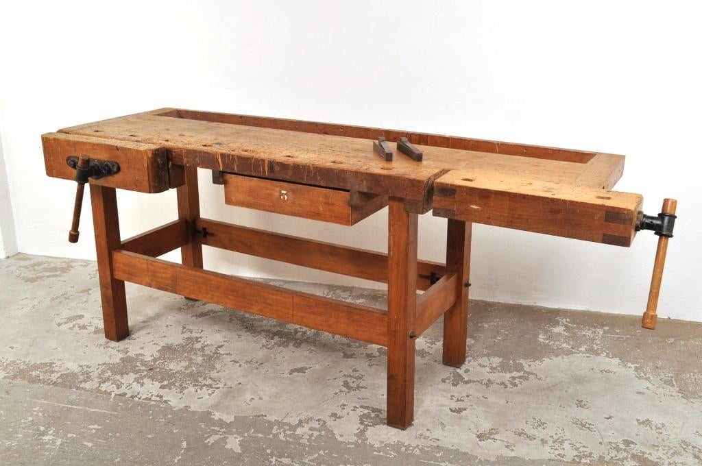 Vintage Nooitgedagt timmermanswerkbank dressoir jaren 50, Ophalen of Verzenden, Gebruikt, 50 tot 75 cm, 200 cm of meer