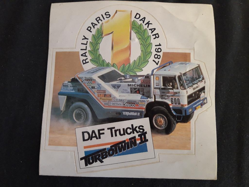 Sticker DAF Paris - Dakar 1987 TurboTwin II WINNER NR 1 (x, Verzamelen, Ophalen of Verzenden, Zo goed als nieuw, Auto's