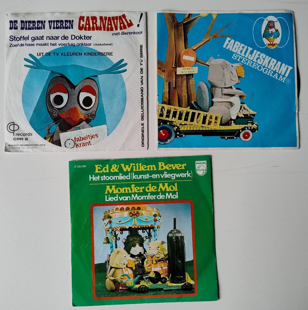 3x Singletjes 45 toeren van DE FABELTJESKRANT, Cd's en Dvd's, Gebruikt, 7 inch, Single, Ophalen of Verzenden