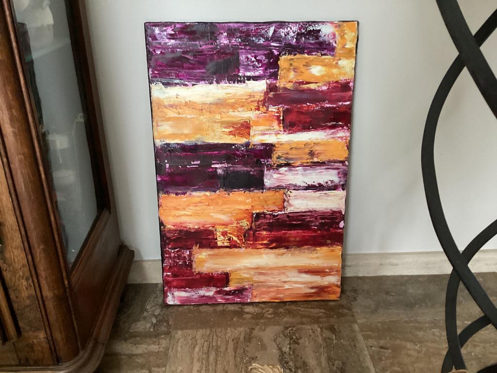 Abstract olieverf schilderij 60cm x 40cm linnen doek, Antiek en Kunst, Kunst | Schilderijen | Abstract, Ophalen