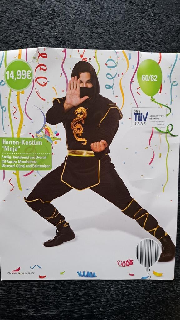 Carnaval Ninja Kostuum, Carnaval, Onbekend, Nieuw, Overige maten