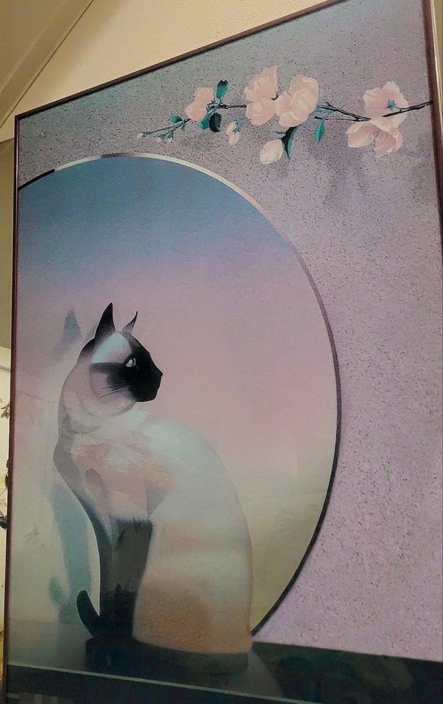 Retro Greg Couch Siamese Kat Print, Antiek en Kunst, Ophalen