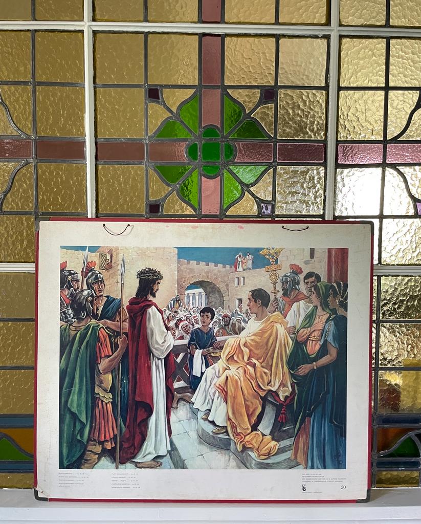 11 antieke schoolplaten met bijbelse verhalen Goede Week, Ophalen of Verzenden