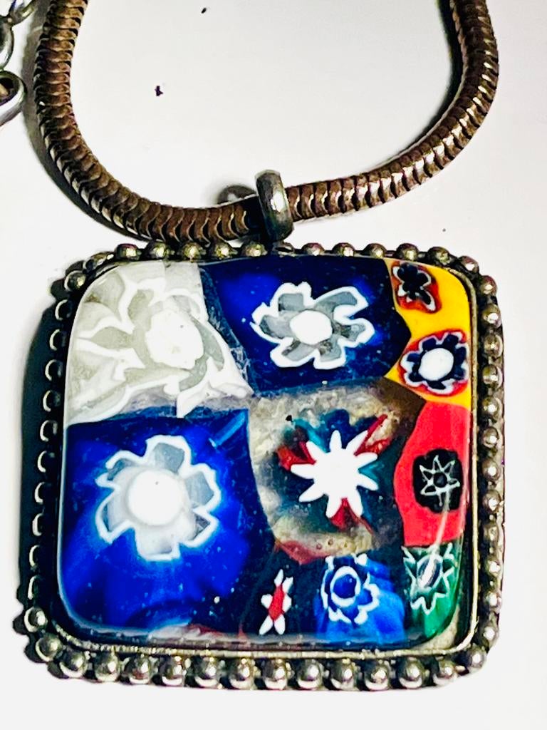 Murano Millefiori Hanger Venetië Glas, Gebruikt, Overige kleuren, Bloem of Plant, Glas of Kristal
