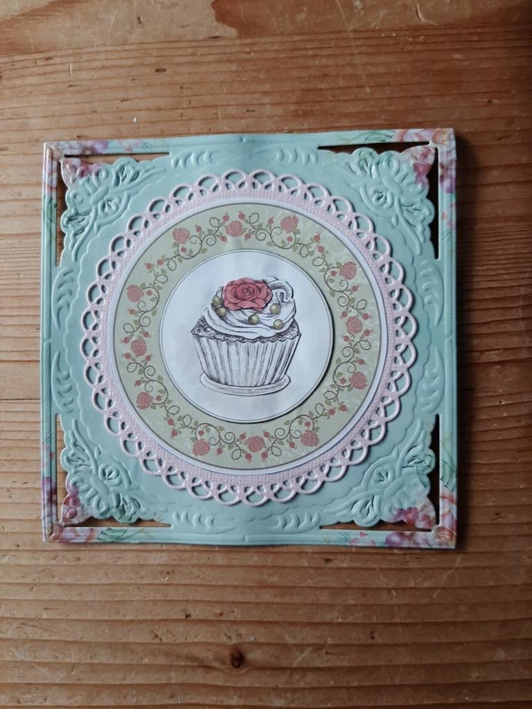 Stans kaart opleg met 3d plaatje cupcake, Ophalen of Verzenden, Nieuw, Overige thema's