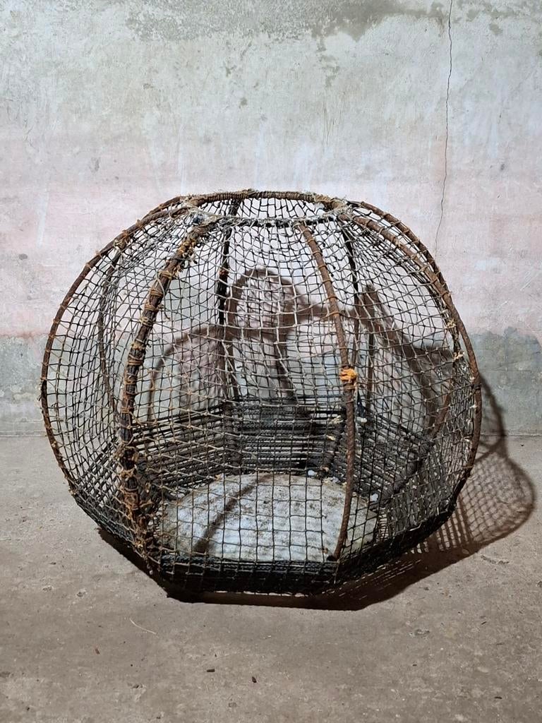 Oude antieke metalen fuik zweeds kreeftenfuik krabbenfuik, Gebruikt, G, G, Ophalen of Verzenden