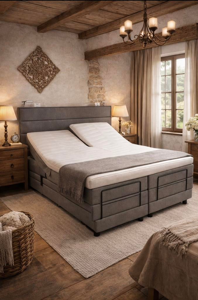 Nieuwe Elektrische Boxsprings €2295,-, Ophalen, Beige, Landelijk, 200 cm