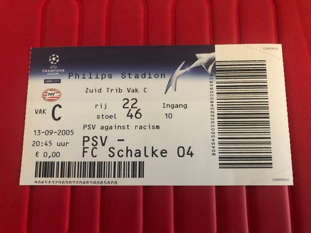 ⚽ Ticket CL PSV - Schalke 04 2005/2006 ⚽, Ophalen of Verzenden, Zo goed als nieuw, PSV, Overige typen