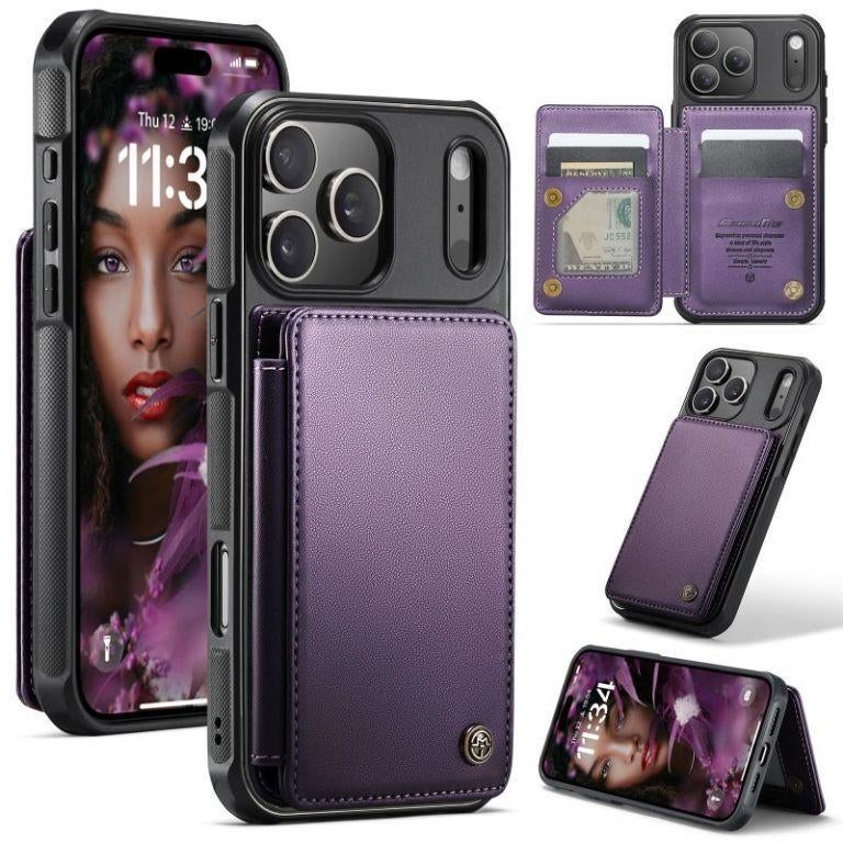 C22 Luxe Portemonnee Backcover voor iPhone 17 Pro _ Paars, Verzenden, Nieuw, Hoesje of Tasje
