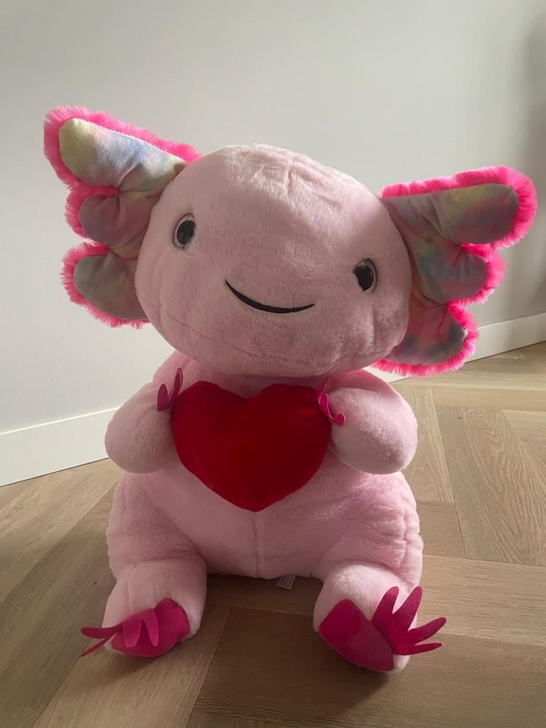 XXL axolotl knuffel met hart, splinternieuw, Kinderen en Baby's, Speelgoed | Knuffels en Pluche, Ophalen, Nieuw, Overige typen