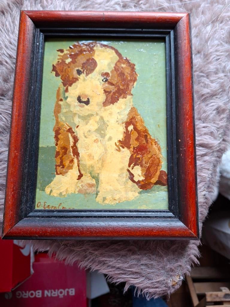 Otto Eerelman - Sint Bernard Pup - Gesigneerd, Antiek en Kunst, Kunst | Schilderijen | Klassiek, Ophalen of Verzenden