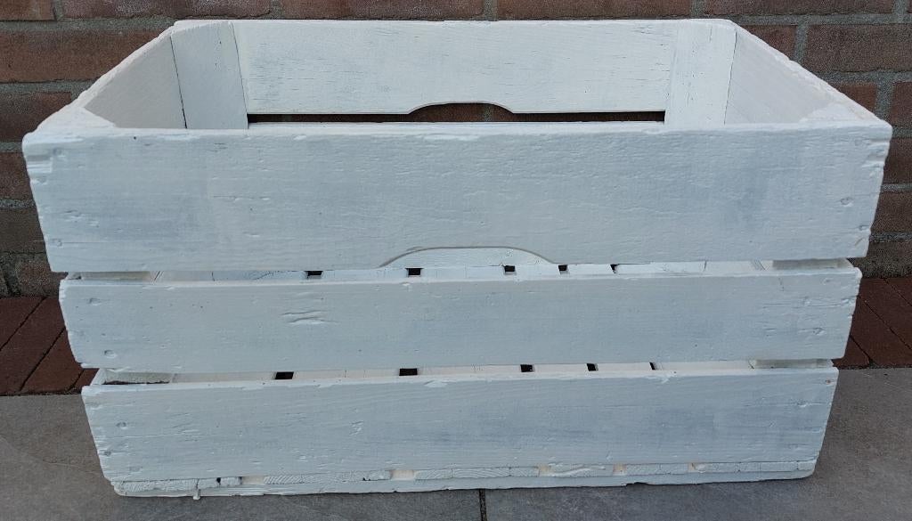 Houten veilingkist wit, Huis en Inrichting, Ophalen, Minder dan 50 cm, Gebruikt, 50 tot 100 cm
