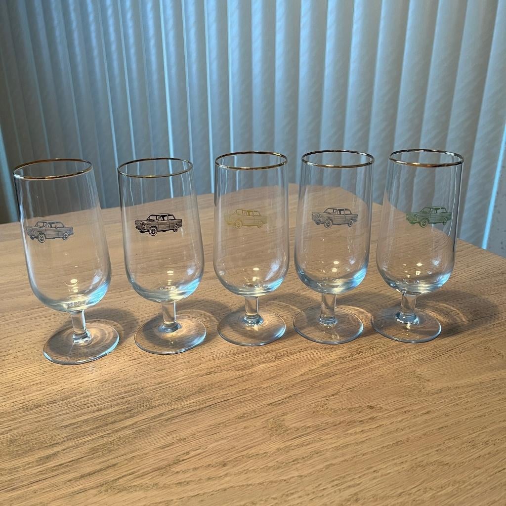 Set van 5 DAF bierglazen met opdruk DAF 750, Ophalen of Verzenden, Zo goed als nieuw, Bierglas