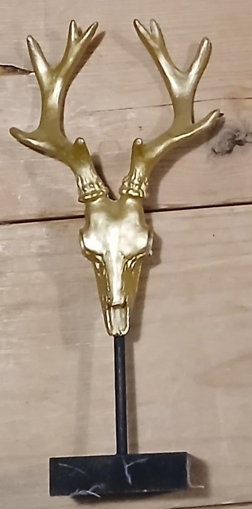 Decoratieve Herten Schedel Miniatuur, Tuin en Terras, Tuinbeelden, Ophalen, Zo goed als nieuw, Kunststof, Dierenbeeld
