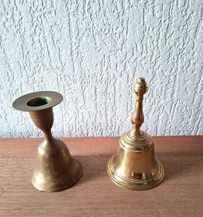 Twee vintage tafelbellen van brons (klokmodel), Antiek en Kunst, Verzenden, Koper