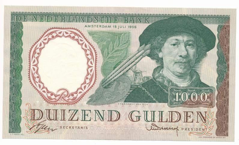 Nederland 1000 gulden 1956 Rembrandt Prachtig, Postzegels en Munten, Bankbiljetten | Nederland, Ophalen of Verzenden, 1000 gulden
