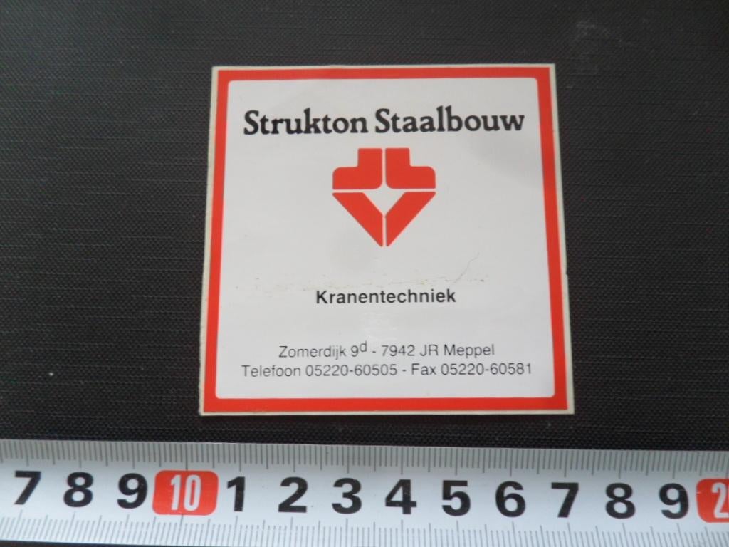 sticker meppel strukton staalbouw kranentechniek, Ophalen, Zo goed als nieuw