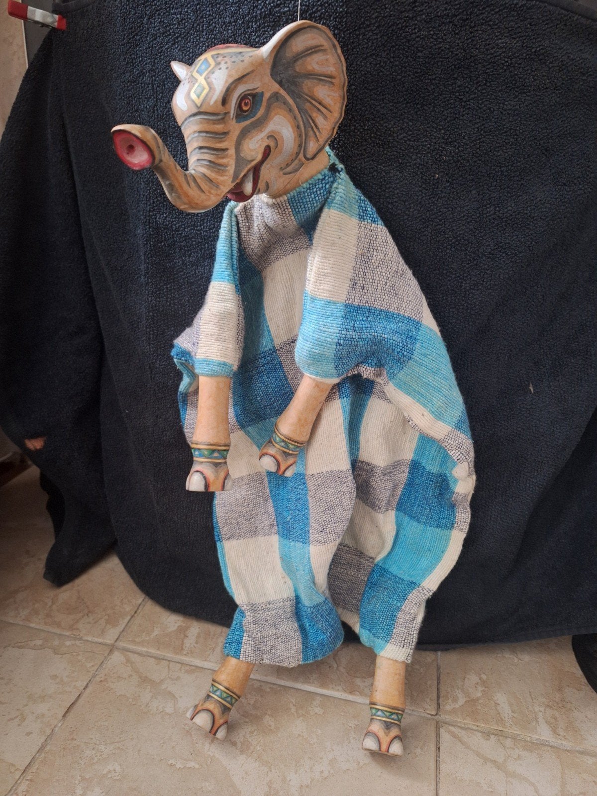 Handgemaakte Olifant Marionet - Uniek Decoratiestuk, Ophalen of Verzenden, Zo goed als nieuw
