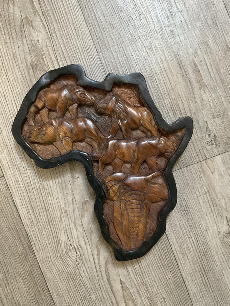 Houten decoratie Big Five Afrika, Antiek en Kunst, Houtsnijwerk, Ophalen of Verzenden, 20 - 50 cm, Hout