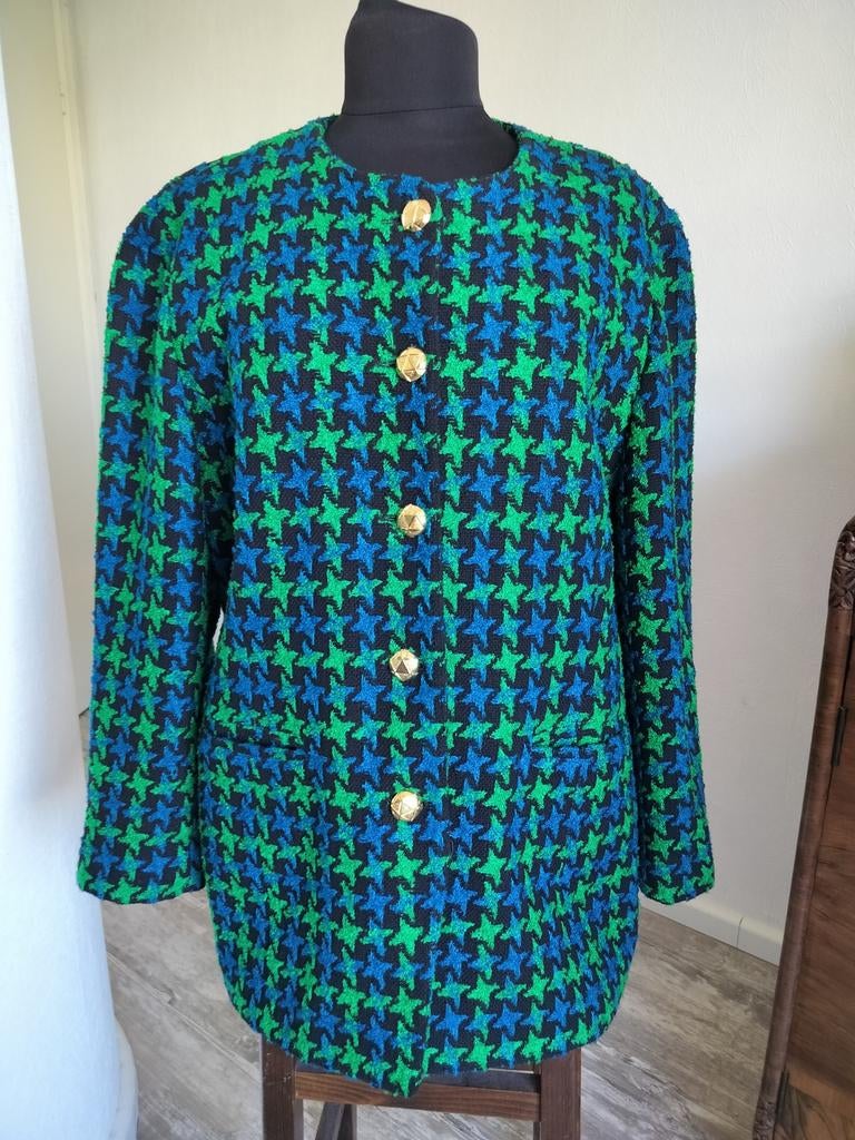 Vintage wollen colbert/jasje. Pied de Poule, Kleding | Dames, Ophalen of Verzenden, Zo goed als nieuw