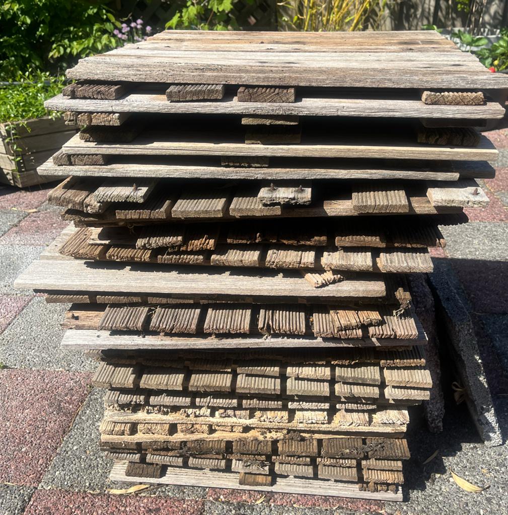 Houten vlondertegels 50 x 50 cm te koop, Ophalen, Gebruikt, Hout