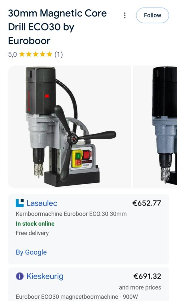 Euroboor 30 Magneetboormachine - Gebruikt, Ophalen
