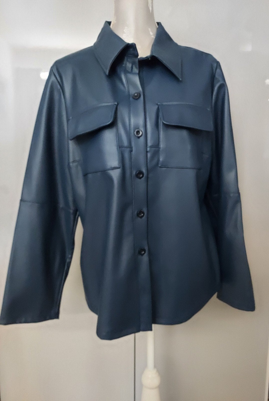 NIEUW INDIGO BLAUW FAUX leren jack van Studio Anneloes xl, Ophalen of Verzenden, Nieuw, Maat 42/44 (L), Blauw