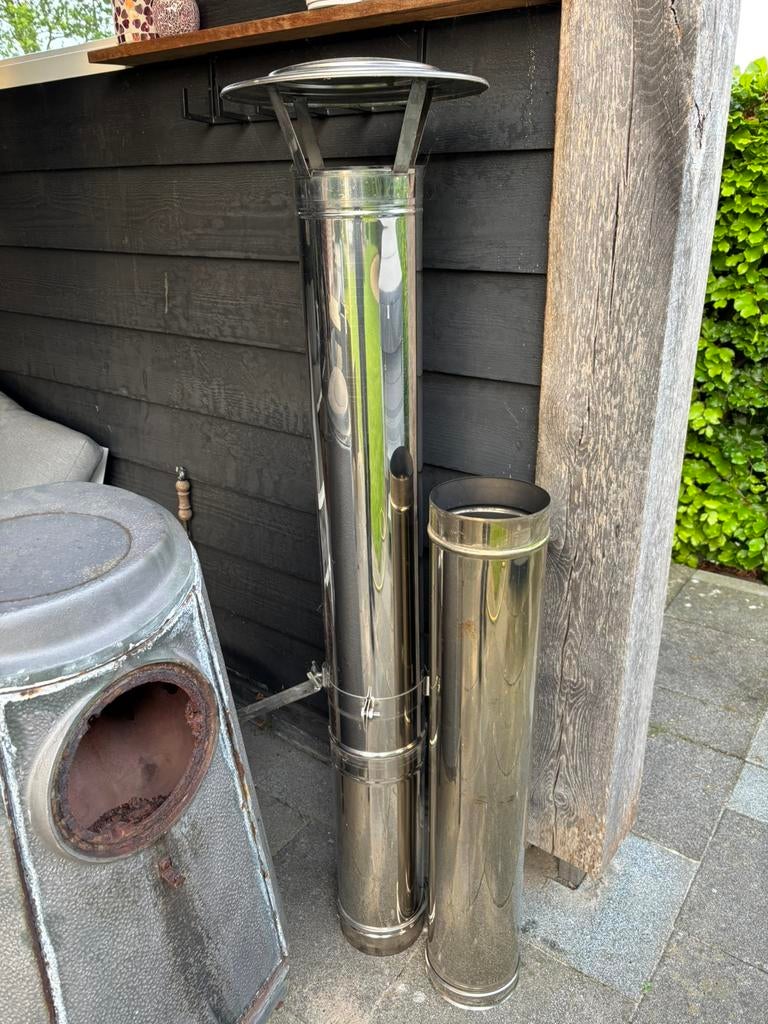 Rvs enkelwandige kachelpijp 175, Ophalen, Overige soorten, Zo goed als nieuw, Vrijstaand