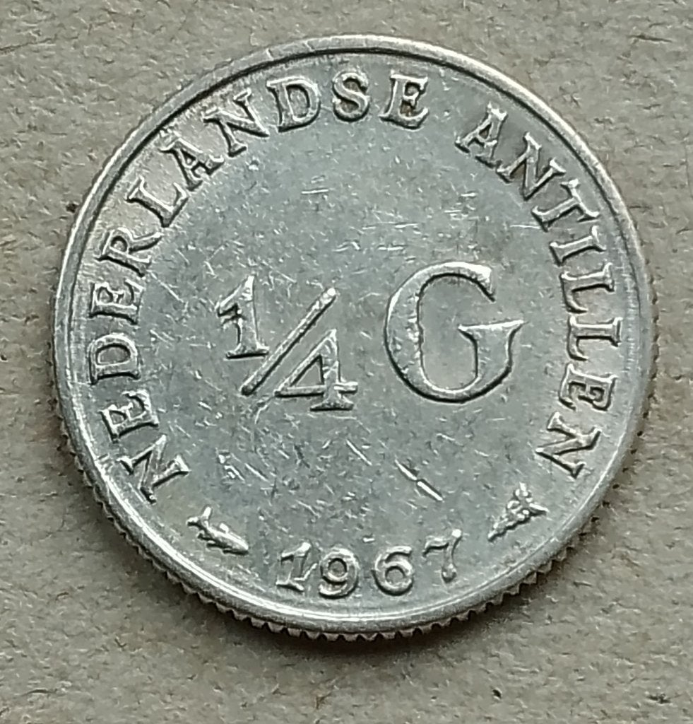 Nederlandse Antillen, 1/4 gulden 1967, Ophalen of Verzenden, Midden-Amerika, Losse munt, Zilver