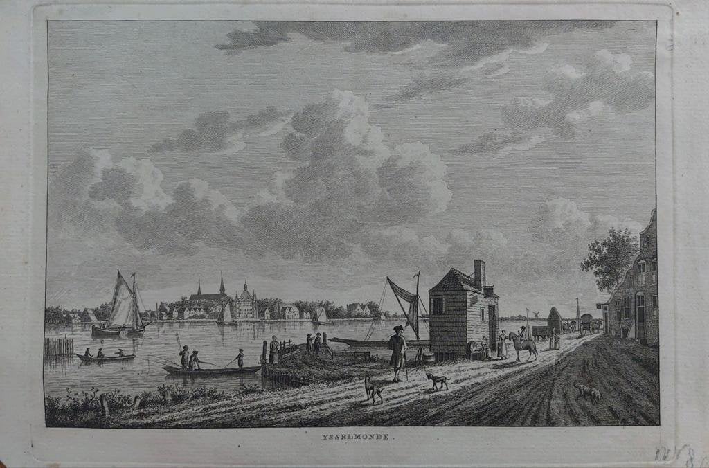 153 / Ijsselmonde - Gravure uit 1792 door J. Bulthuis, Antiek en Kunst, Ophalen of Verzenden