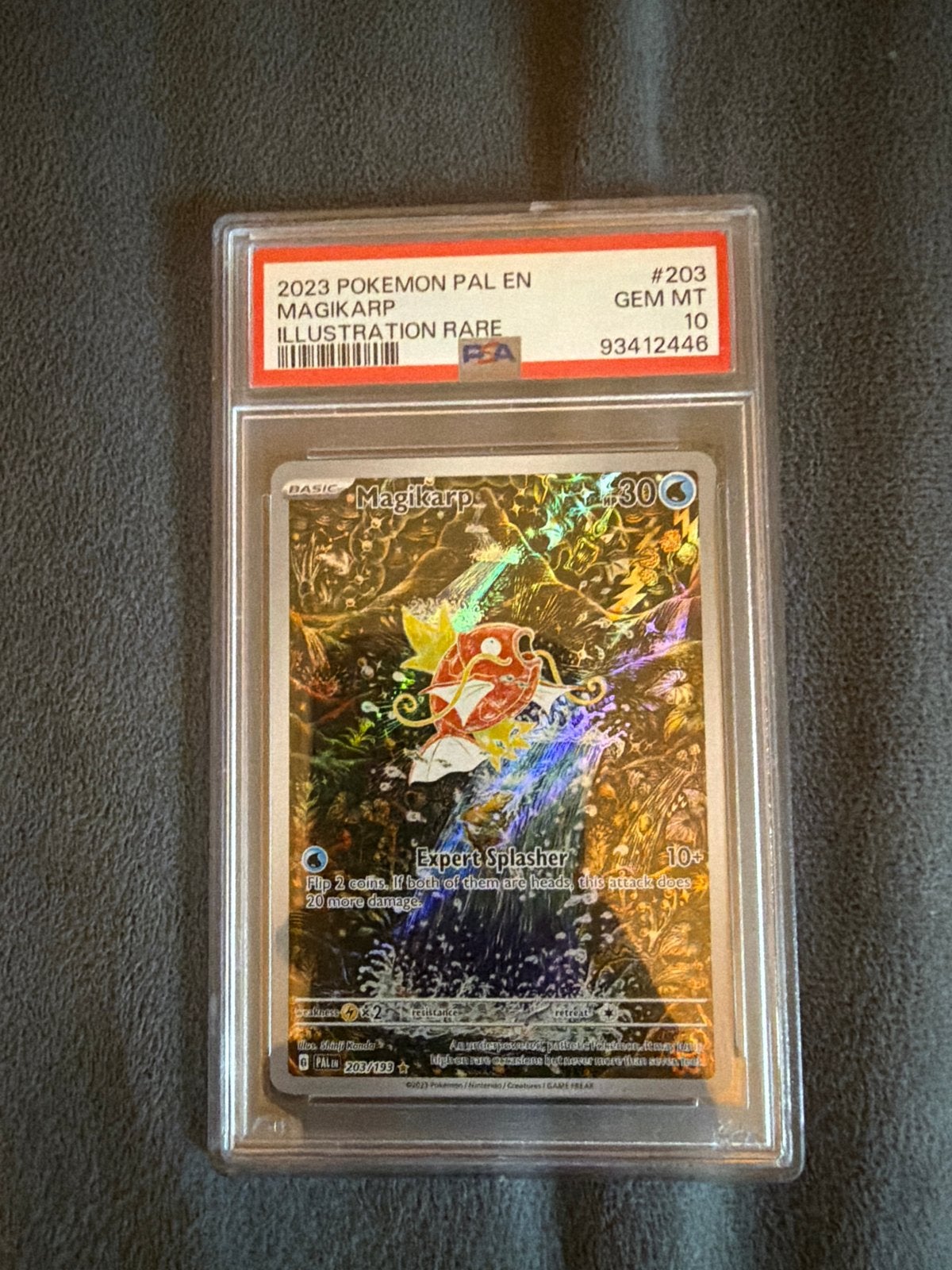 PSA 10 Magikarp 2023 Pokemon Pal en Illustration Rare, Ophalen of Verzenden, Nieuw, Losse kaart, Foil