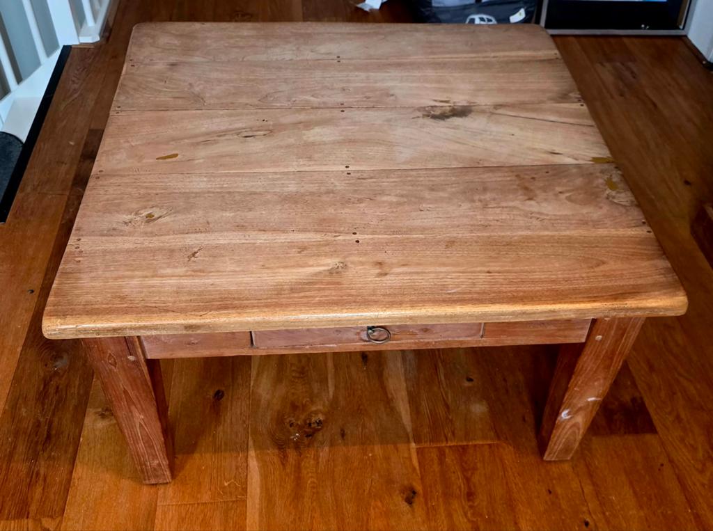 Teakhouten Salontafel met Lade - 89x89x48 cm, Ophalen